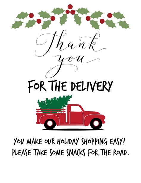 Thank You Delivery Drivers Printable